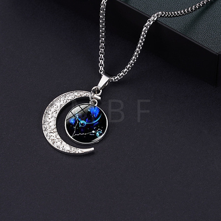 Alloy & Glass Luminous Moon Constellation Pendant Necklaces WG12A0F-02-1