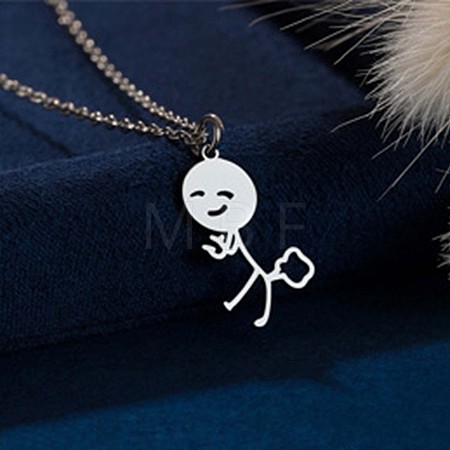 304 Stainless Steel Laser Cut Pendant Necklaces FS-WGA4904-06-1