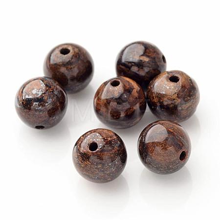 Round Natural Bronzite Beads X-G-P059A-01-1