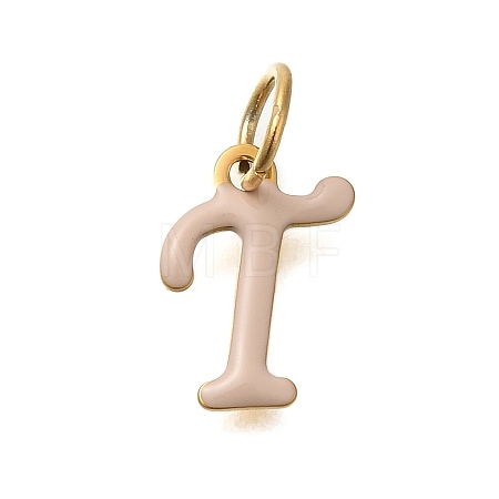 Ion Plating(IP) 304 Stainless Steel Enamel Alphabet Charms STAS-F308-02G-T-1