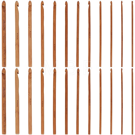 24Pcs Carbonized Bamboo Knitting Needles TOOL-CL0001-10-1