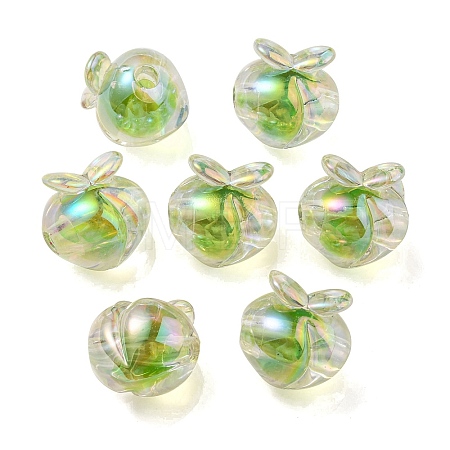 UV Plating Rainbow Iridescent Acrylic Beads OACR-F004-02D-1
