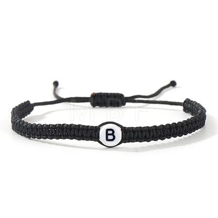 Flat Round with Letter Pattern Resin Beads Braided Bead Bracelets FS-WG43323-02-1