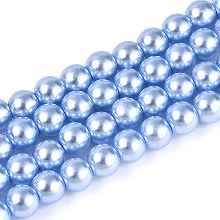 Baking Paint Pearlized Glass Pearl Round Bead Strands HY-Q330-8mm-24-1