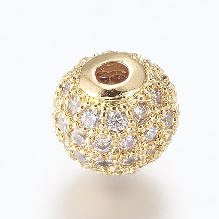 Brass Micro Pave Cubic Zirconia Beads ZIRC-E134-8mm-04G-1