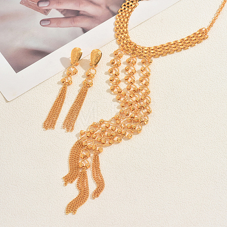 Vintage Middle Eastern Alloy Long Tassel Necklace & Earrings Sets for Women IX1093-1