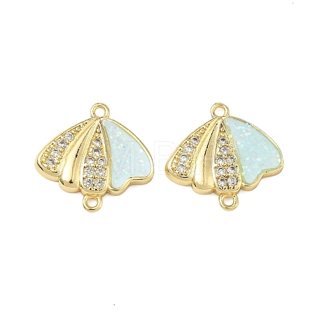 Brass Micro Pave Clear Cubic Zirconia Shell Shape Links KK-L256-32G-1