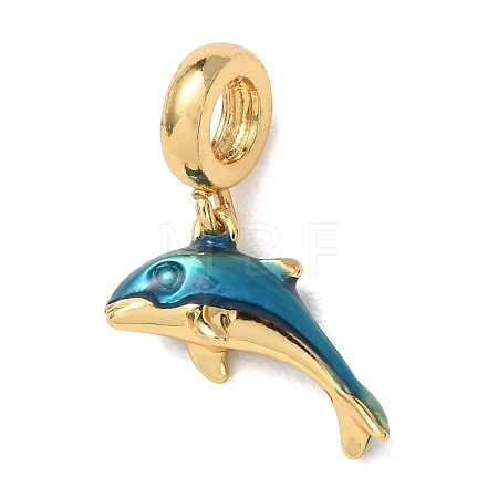 Ocean Brass Enamel European Dangle Charms KK-E803-04G-1