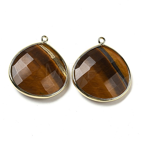 Natural Tiger Eye Pendants G-B009-07G-X-1