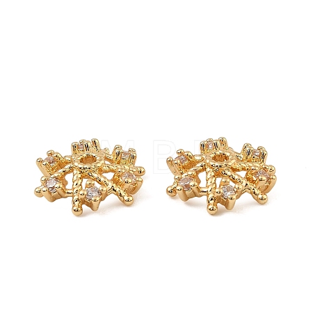 Brass Micro Pave Clear Cubic Zirconia Bead Caps KK-K374-24G-1