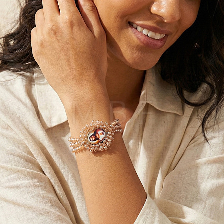 Adjustable Glass Beads Double Layers Braided Bead Bracelets DY5485-1