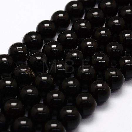 Natural Golden Sheen Obsidian Beads Strands G-F364-08-10mm-1