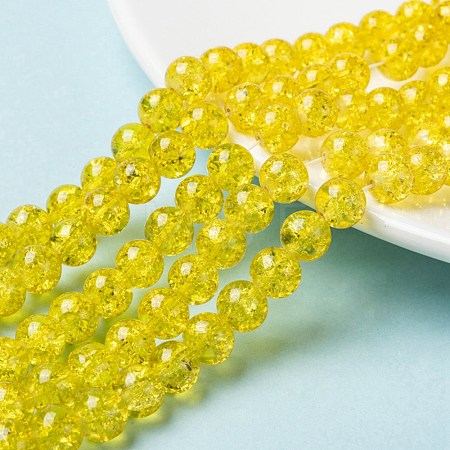 Spray Painted Crackle Glass Beads Strands CCG-Q001-8mm-10-1