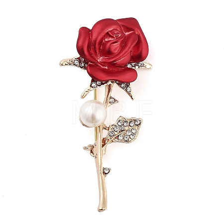 Valentine's Day Rose Zinc Alloy Crystal Rhinestone Brooches JEWB-I031-02B-1
