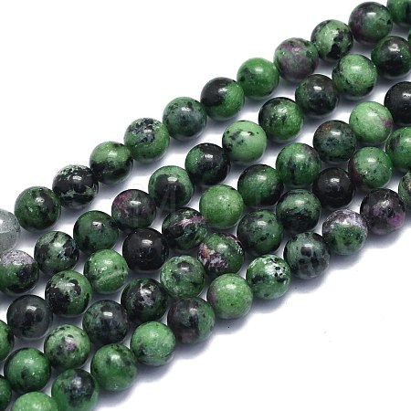 Natural Ruby in Zoisite Beads Strands G-K310-C10-8mm-1