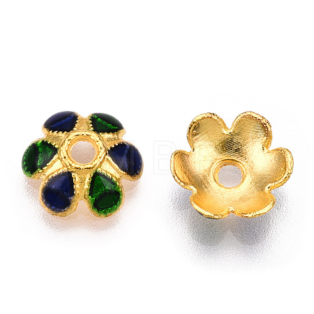 6-Petal Alloy Enamel Bead Caps X1-ENAM-TAC0023-01-1