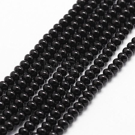 Natural Black Onyx Beads Strands G-P161-19-4x2mm-1