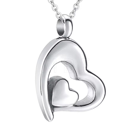 304 Stainless Steel Heart Pendant Urn Ashes Necklaces PW-WG8DE50-01-1