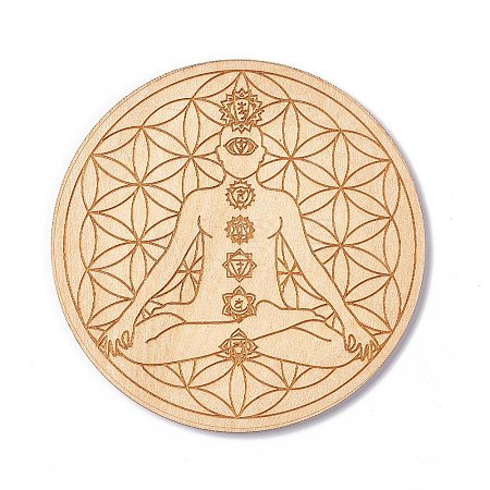 Wooden Carved Cup Mats DIY-B060-04A-1