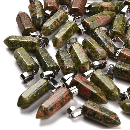 Natural Unakite Pendants G-Z067-07P-20-1