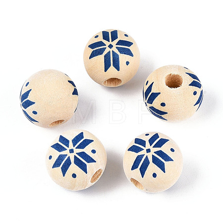 Christmas Spray Painted Schima Wood Beads WOOD-T032-35F-1