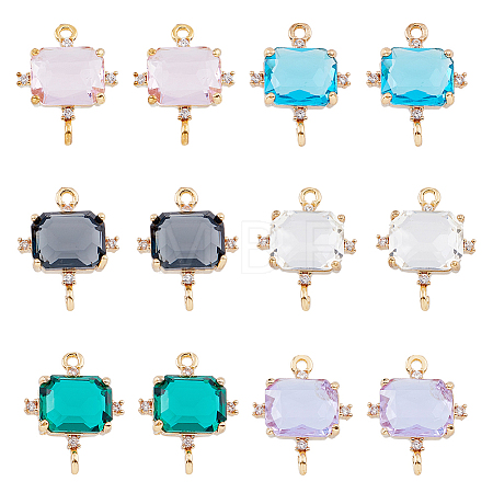 10Pcs 5 Colors Glass Connector Charms GLAA-HY0001-11-1