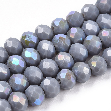 Electroplate Opaque Solid Color Glass Beads Strands EGLA-A034-P8mm-L23-1