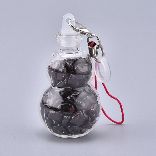 Transparent Glass Wishing Bottle Pendant Decoration HJEW-K033-B04-1