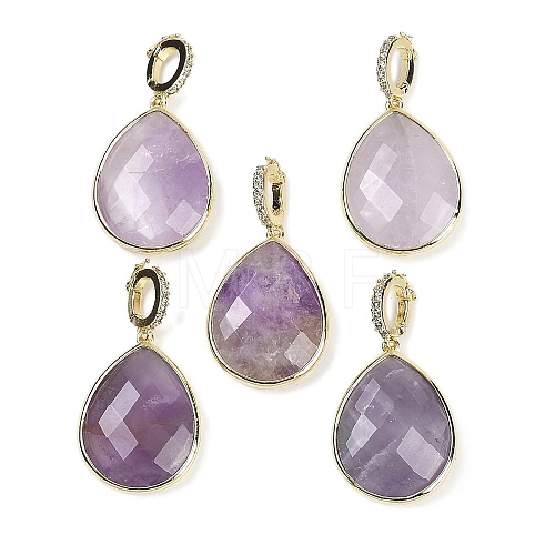 Natural Amethyst Faceted Teardrop Pendants G-B126-04G-09-1