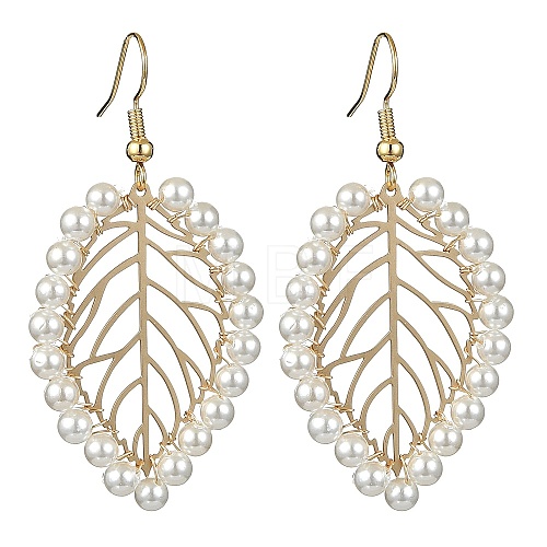 Shell Pearl Dangle Earrings EJEW-TA00358-1