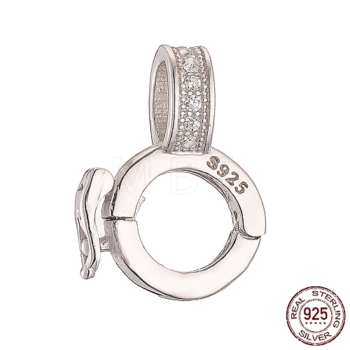 Rhodium Plated 925 Sterling Silver Micro Pave Clear Cubic Zirconia Twister Clasps STER-K176-13P-1