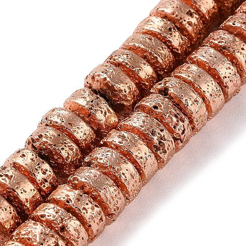 Electroplated Natural Lava Rock Beads Strands G-I360-A04-03-1