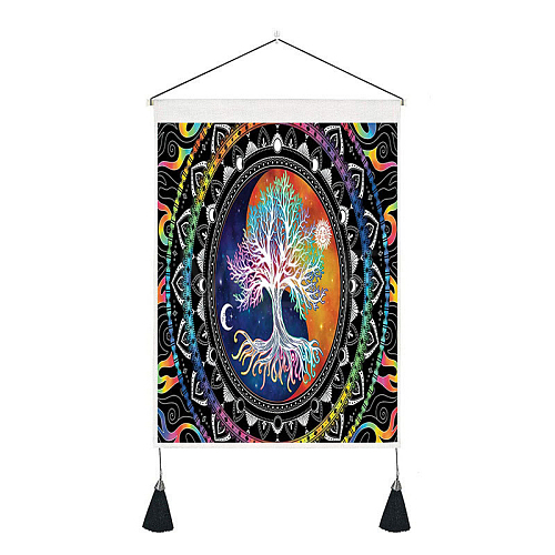 Polyester Tree of Life Pattern Wall Hanging Tapestry TREE-PW0001-95D-1