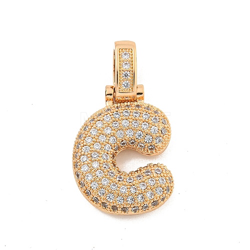 Brass Micro Pave Clear Cubic Zirconia Pendants KK-B099-01G-C-1