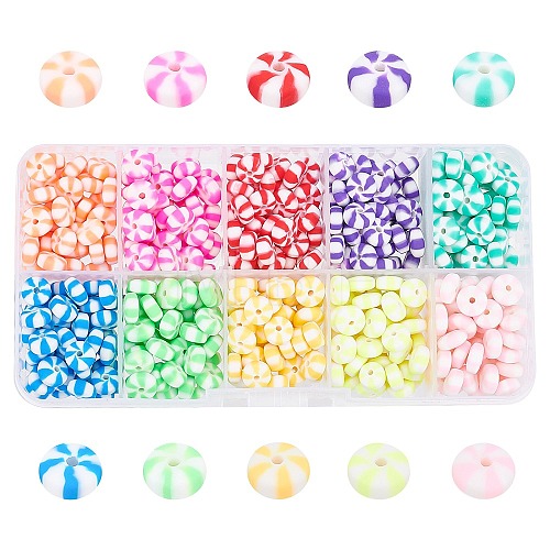 10 Colors Handmade Polymer Clay Beads CLAY-FH0001-07-1