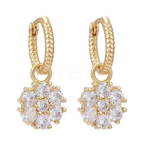 Brass Micro Pave Cubic Zirconia Huggie Hoop Earrings EJEW-K083-25G-B-1