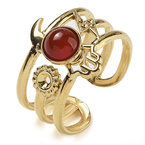 Natural Carnelian Finger Rings RJEW-U027-07G-04-1