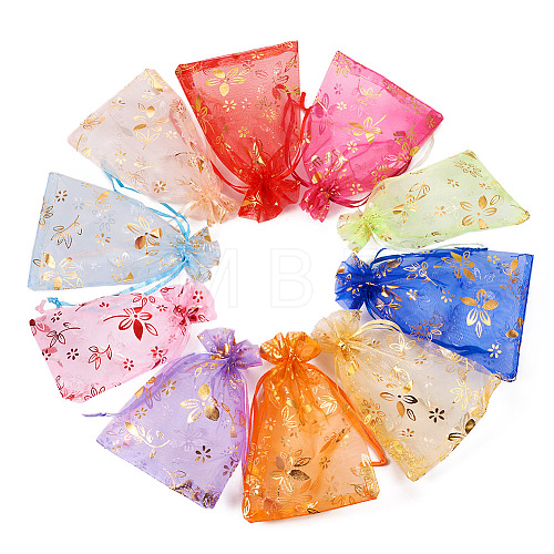 100Pcs 10 Colors Organza Drawstring Jewelry Pouches OP-TA0001-02-1