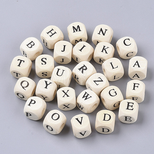 Printed Natural Wood Beads X-WOOD-T026-001-1