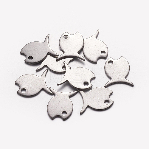 Tarnish Resistant Original Color Blacnk Stamping Tag Fish Charms 304 Stainless Steel Pendants X-STAS-Q053-1