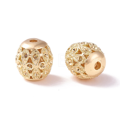 Brass Hollow Barrel Bead Rhinestone Settings KK-P226-08CG-1