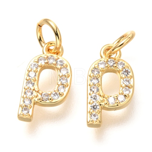 Brass Micro Pave Cubic Zirconia Charms ZIRC-O037-24G-1