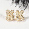 Brass Micro Pave Cubic Zirconia Stud Earrings EJEW-Z091-04G-K-5