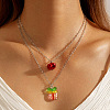 Resin Christmas Bell Pendant Double Layer Iron Chain Necklaces for Women FS-WG028A7-03-1