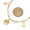 304 Stainless Steel Tree of Life and Cross Pendant Paperclip Chain Necklaces for Women NJEW-JN05664-2