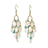 304 Stainless Steel & Natural Freshwater Shell & Agate Cluster Chandelier Earrings for Women EJEW-JE07468-3