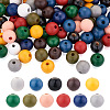 220Pcs 11 Colors Painted Natural Wood European Beads WOOD-TA0001-54-1