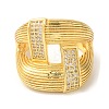 Double Layer Brass Micro Pave Cubic Zirconia Open Cuff Rings X-RJEW-U008-09G-2