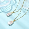 Natural Baroque Keshi Pearl Rectangle Pendant 304 Stainless Steel Cable Chain Necklaces for Women NJEW-JN06136-1