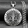201 Stainless Steel Odin Rune Raven Arrowhead Pendant Twisted Chain Necklaces for Men NJEW-S440-03B-AS-1